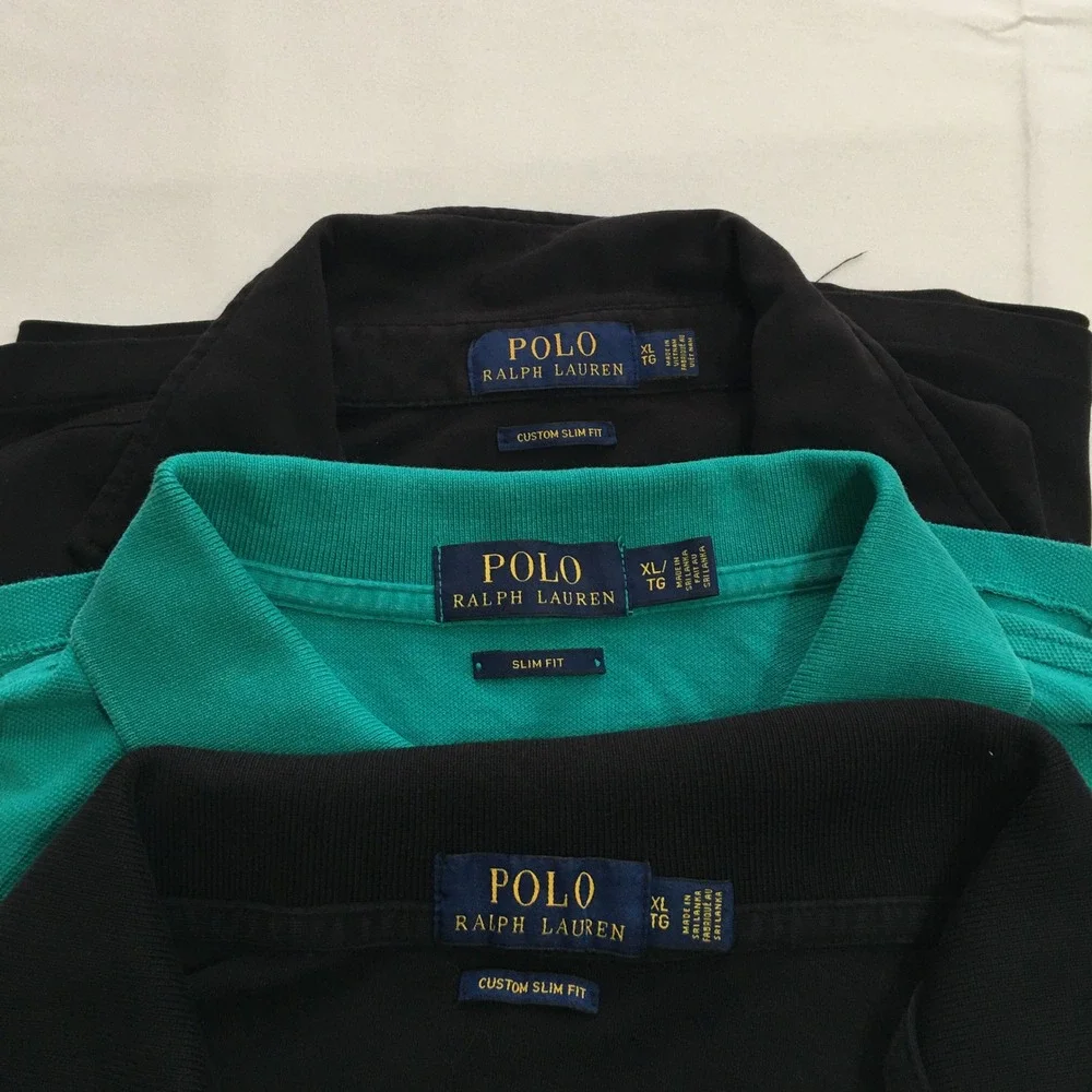 Lot of 3 Polo Ralph Lauren Polo Shirt Mens XL Black Green Custom Slim Fit Preppy